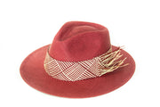 Straw patterned  Bordeaux-Beige Panama Hat
